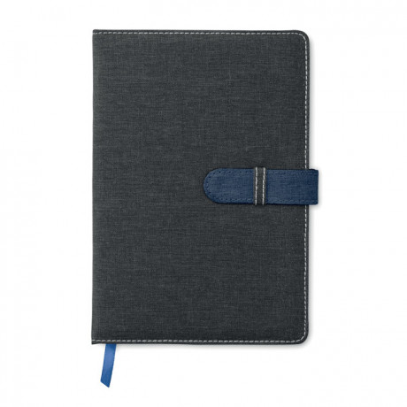 Notatnik z logo A5 w tekstylnej oprawi Bisnote - granatowy